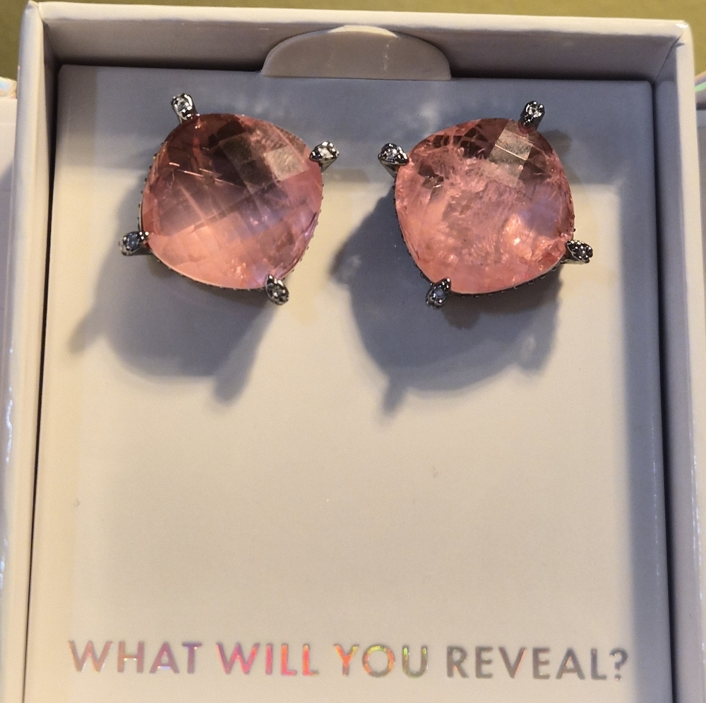 Chic Pink Cushion Cut Earrings